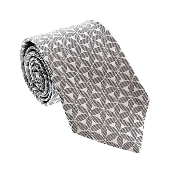 Emporio Armani Mens Grey White Floral Tie – Made in Italy - Picture 1 of 4